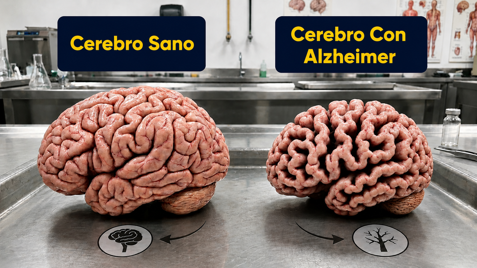 Comparación: Cerebro Sano vs Cerebro con Alzheimer