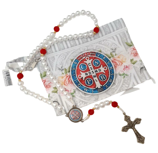 KIT 3 TERÇOS DE PULSO HEMATITA MEDALHA DE SÃO BENTO