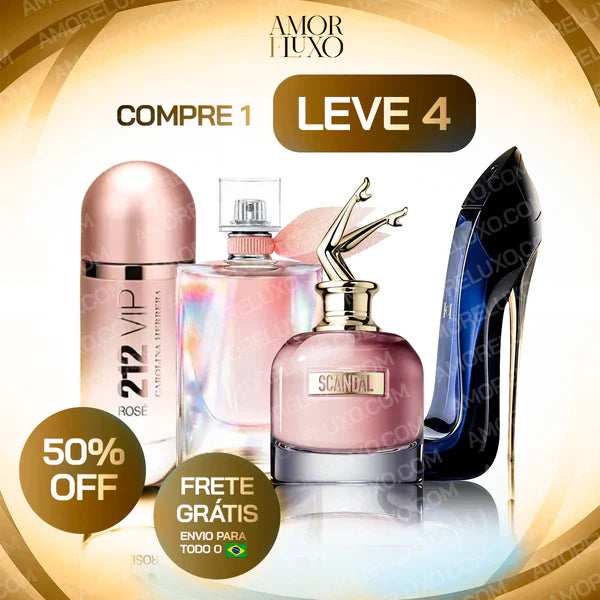 Coombo 4 Perfumes Femininos - Scandal, 212 VIP Rosé, La vie est Belle, Good Girl