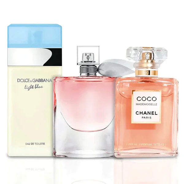 Combo 3 Perfumes Femininos La vie est Belle, Mademoiselle, Light Blue 100ml